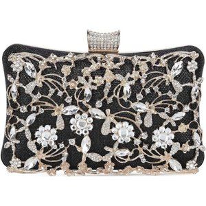 Womens Crystal Evening Clutch Bag Rhinestone Wedding Handbag Purse for Bridal